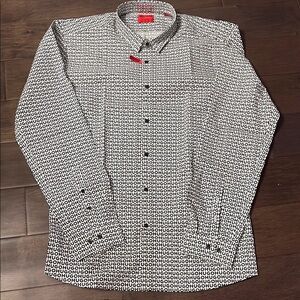 Hugo Boss men’s  Black and White Men's dress extra slim Shirt size XXL